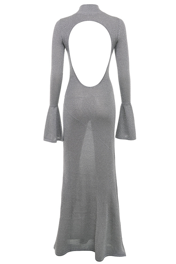 Steel metallic maxi dress