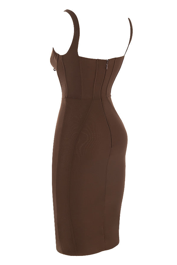 Chocolate midi corset dress with laces