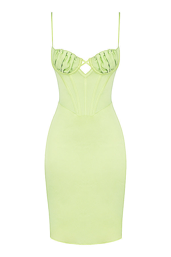 Pistachio satin midi dress