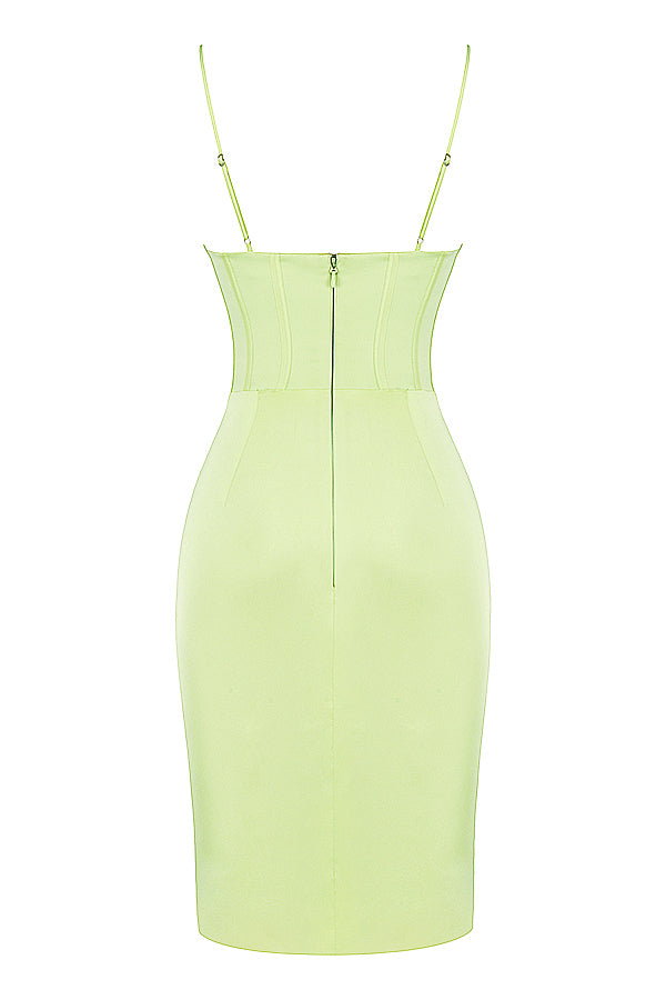 Pistachio satin midi dress