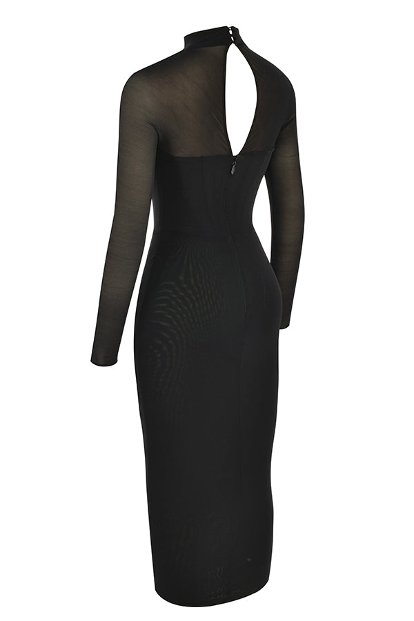 Midi dress with mesh corset