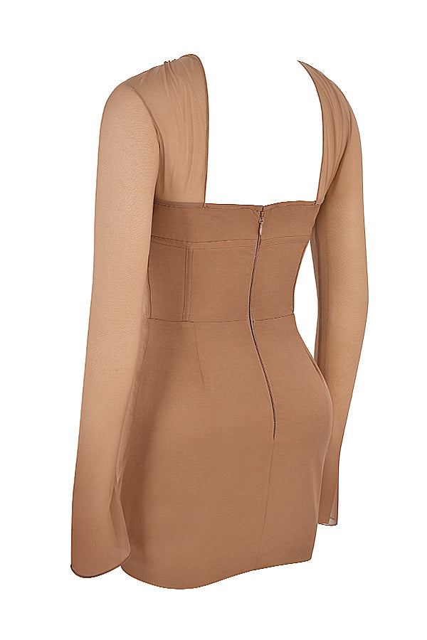 Mocha mini dress with structured corset