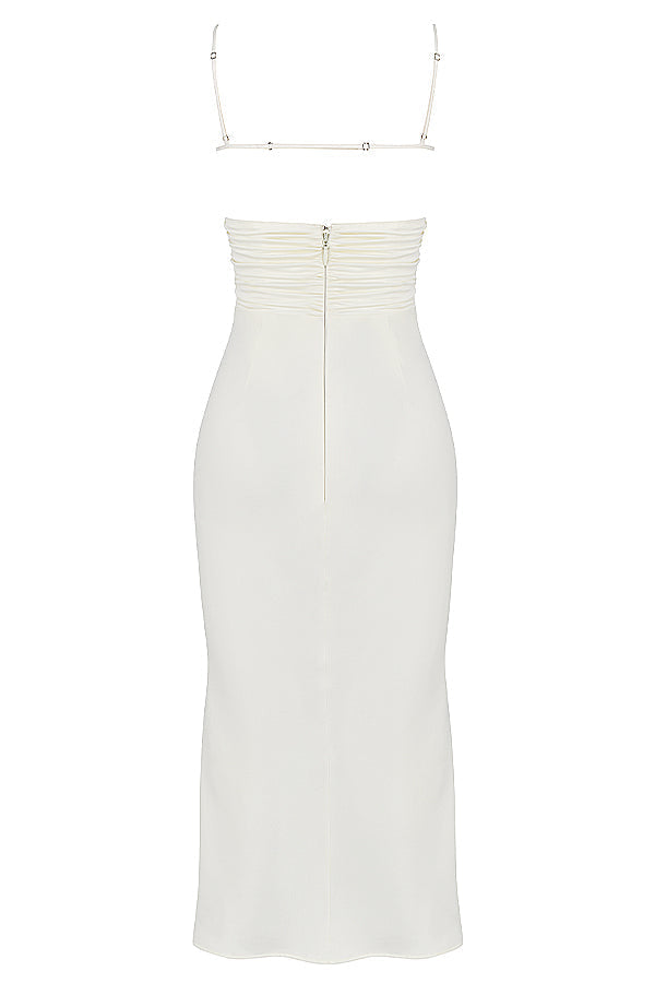 Ivory satin midi corset dress