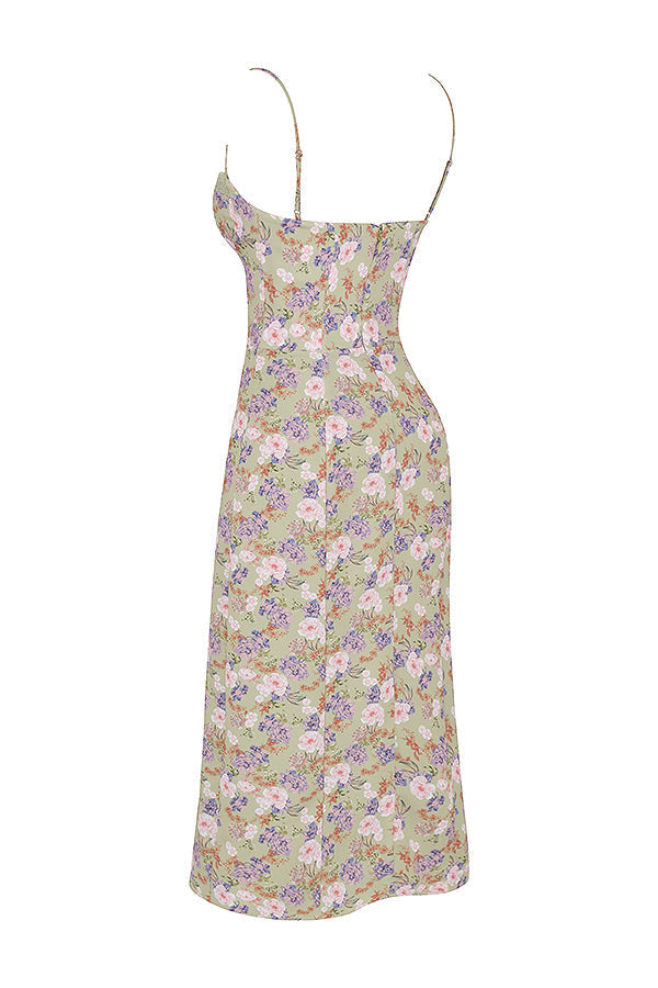 Print corset midi sundress