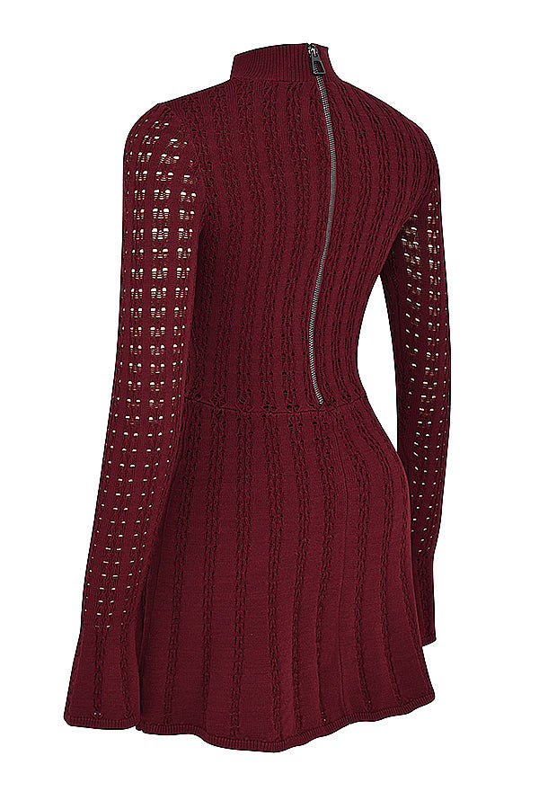 Wine knit corset dress