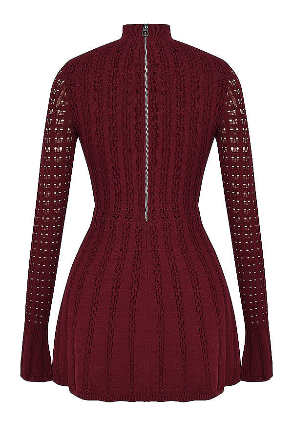 Wine knit corset dress