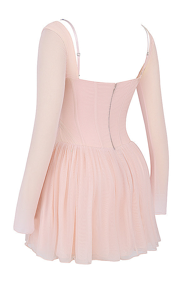 Soft peach colored corset mini dress