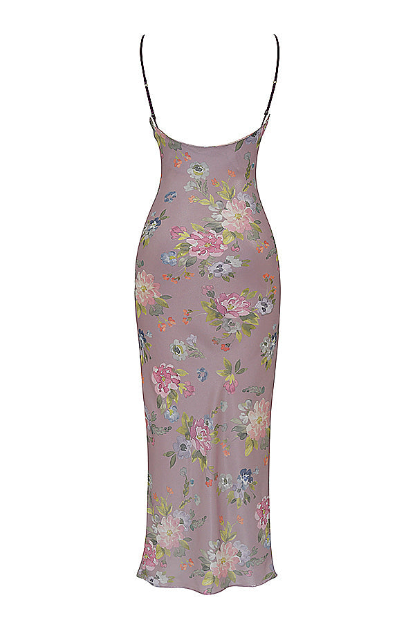 Mauve maxi dress with flowers