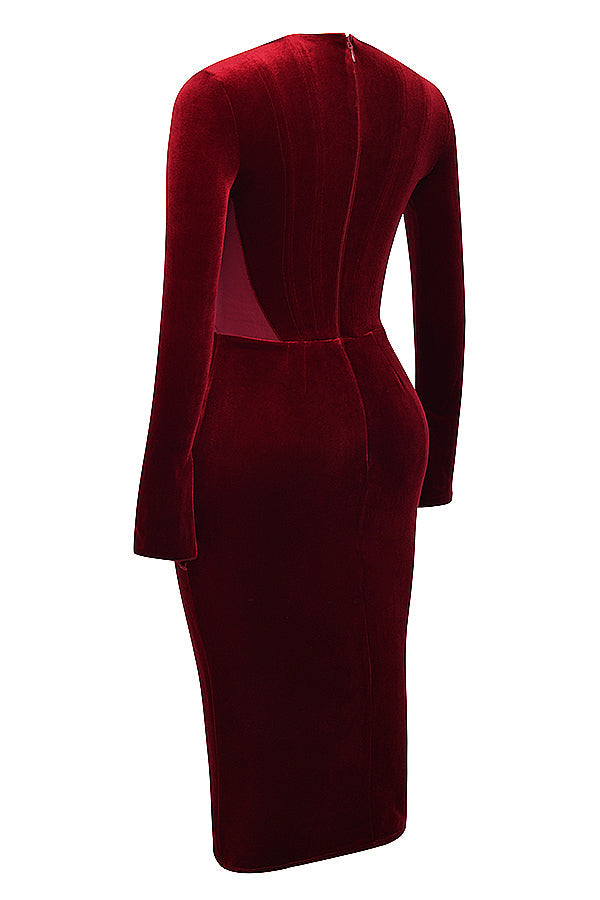 Wine velvet corset dress