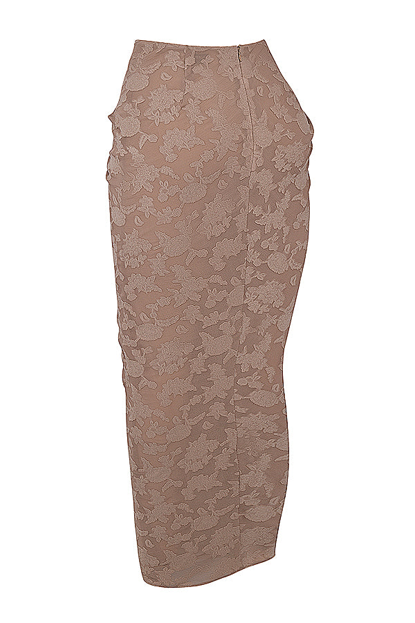 Set of mushroom corset with lace trim and maxi skirt