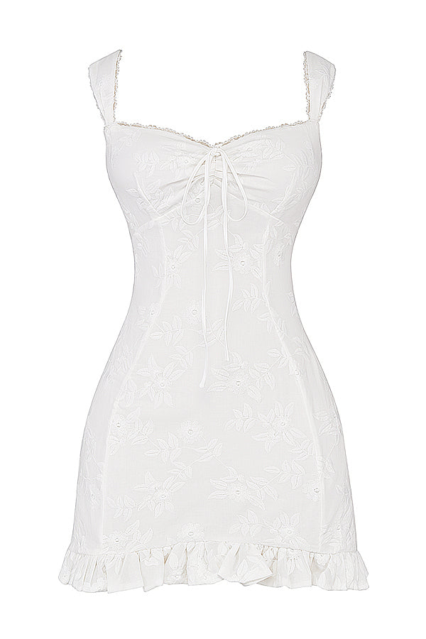 White embroidered mini dress