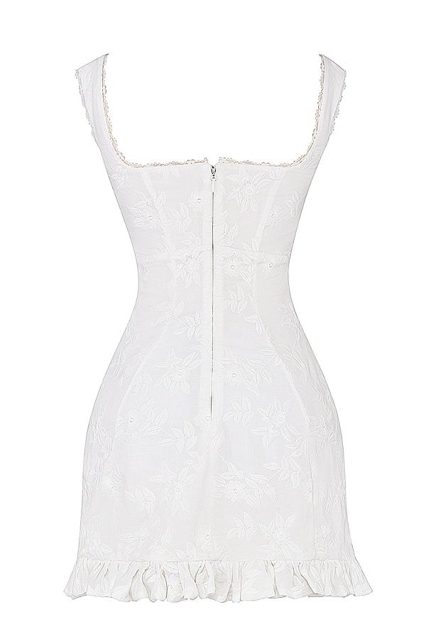 White embroidered mini dress