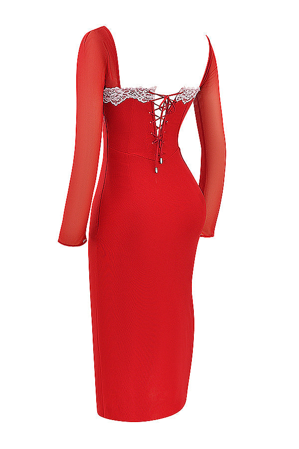 Deep red corset dress