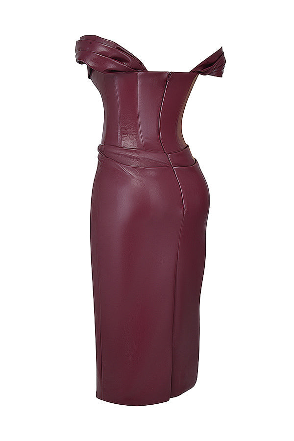 Mulberry vegan leather corset dress