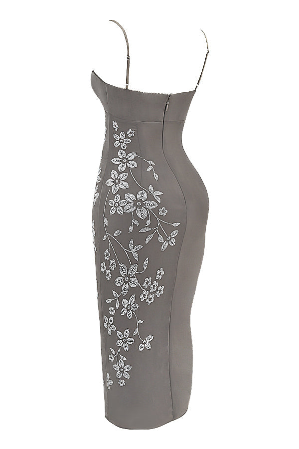 Midi dress embellished with smoke crystal