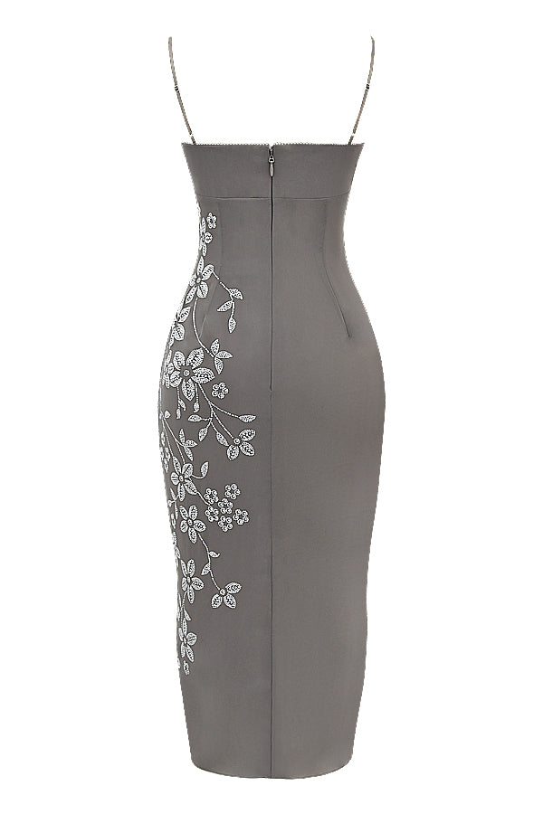 Midi dress embellished with smoke crystal