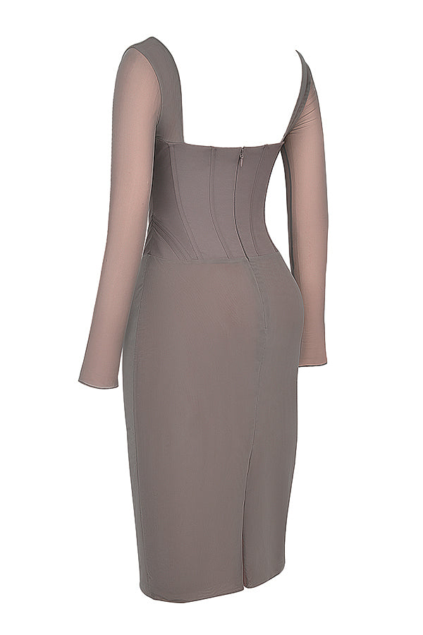 Mocha midi dress with corset