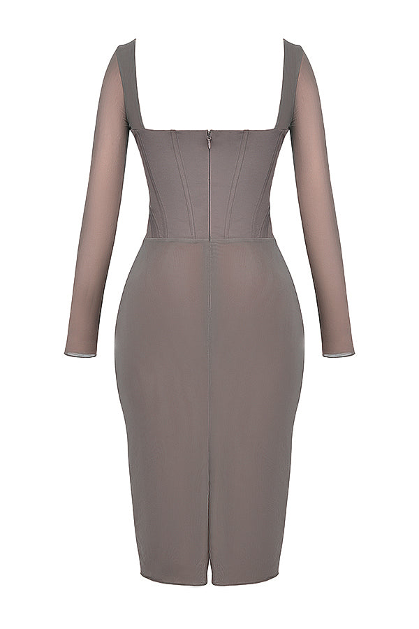 Mocha midi dress with corset