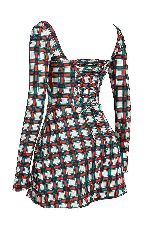 Tartan corset mini dress