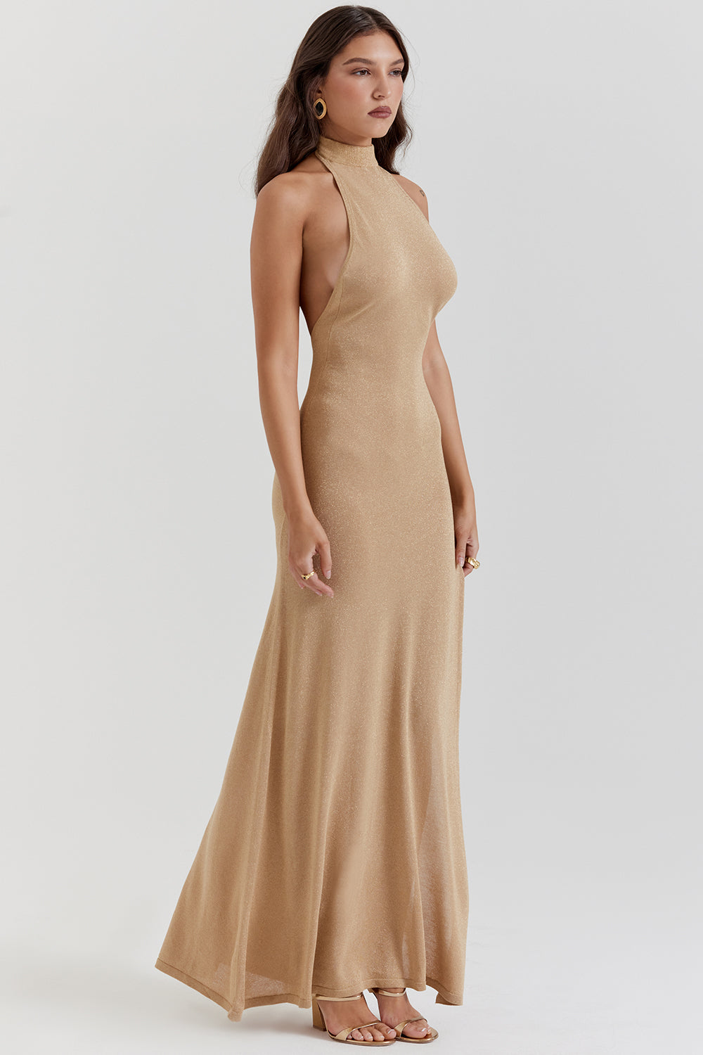 Gold knitted maxi dress