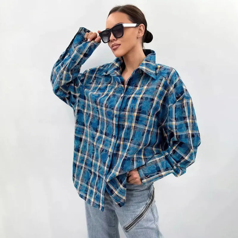 Loose Retro Shirt In Blue