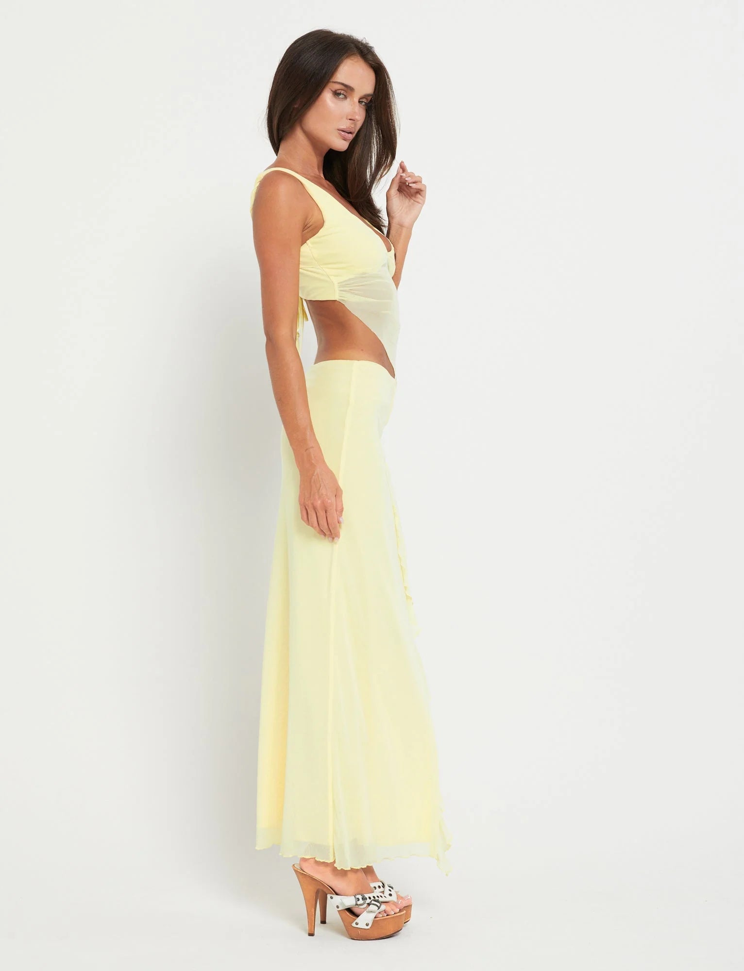 Side Split Maxi Skirt With Crop Top Set