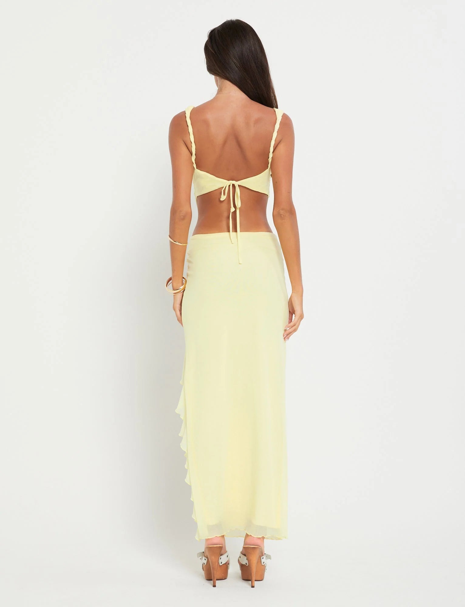 Side Split Maxi Skirt With Crop Top Set