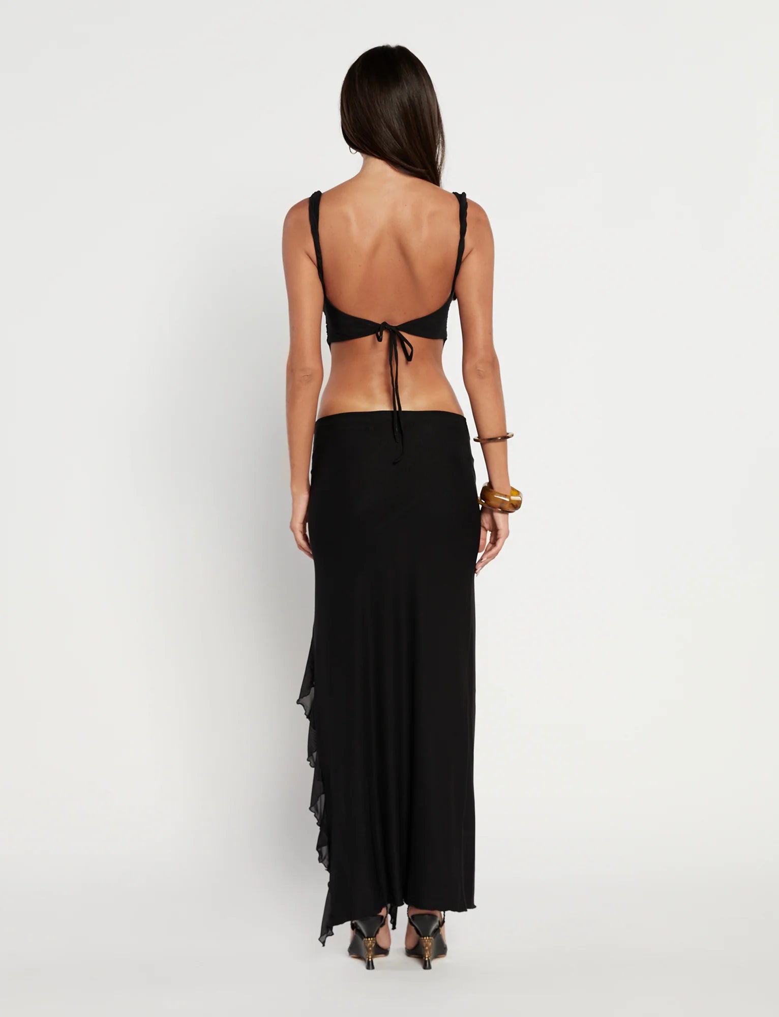 Side Split Maxi Skirt With Crop Top Set