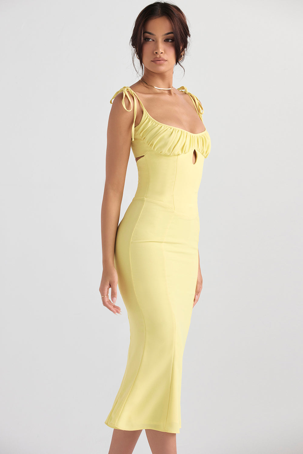 Midi dress with cut-out buttercups