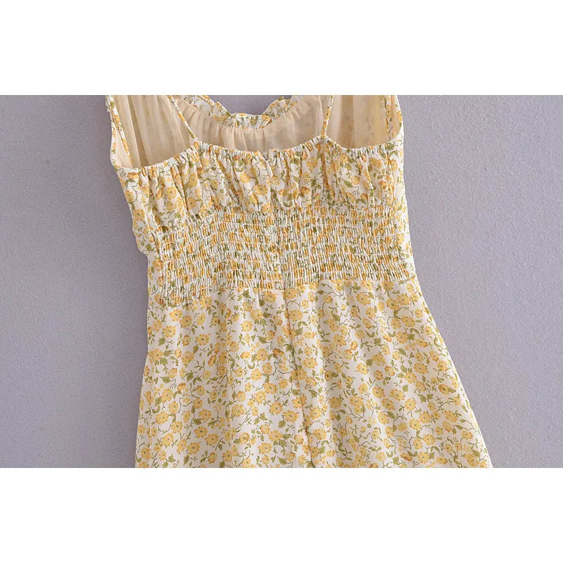 Summer Floral Mini Dress In Yellow