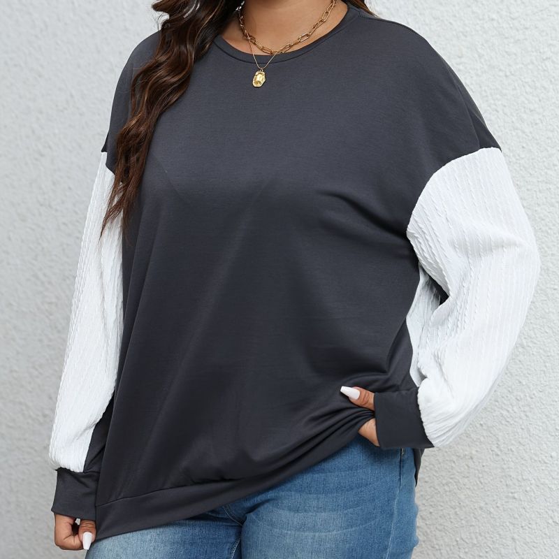 Oversized Contrast Color Sweatshirt In Gray