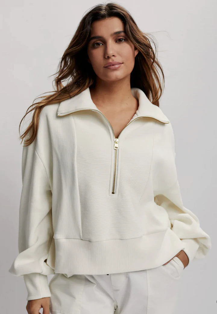 Half Zip Sweater In White