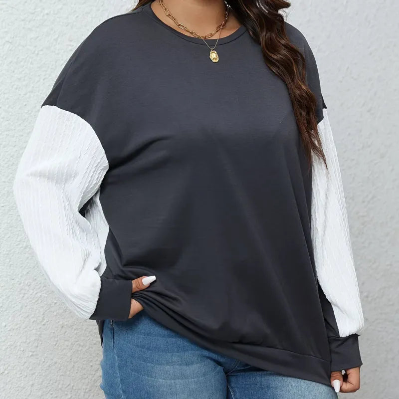 Oversized Contrast Color Sweatshirt In Gray