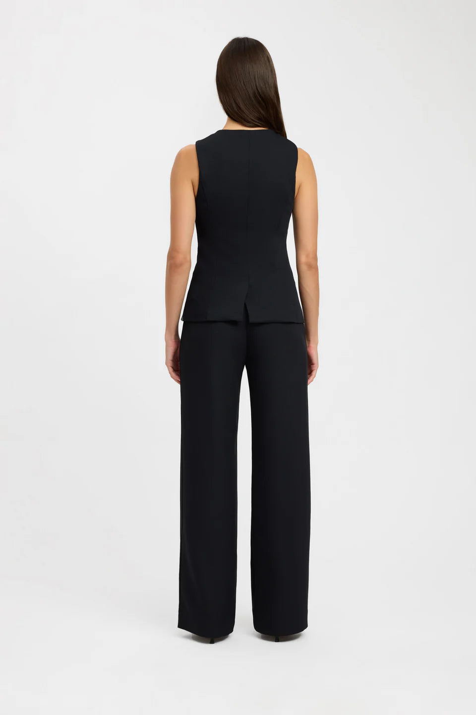 Sleeveless Vest With High Waist Trousers Set In Black