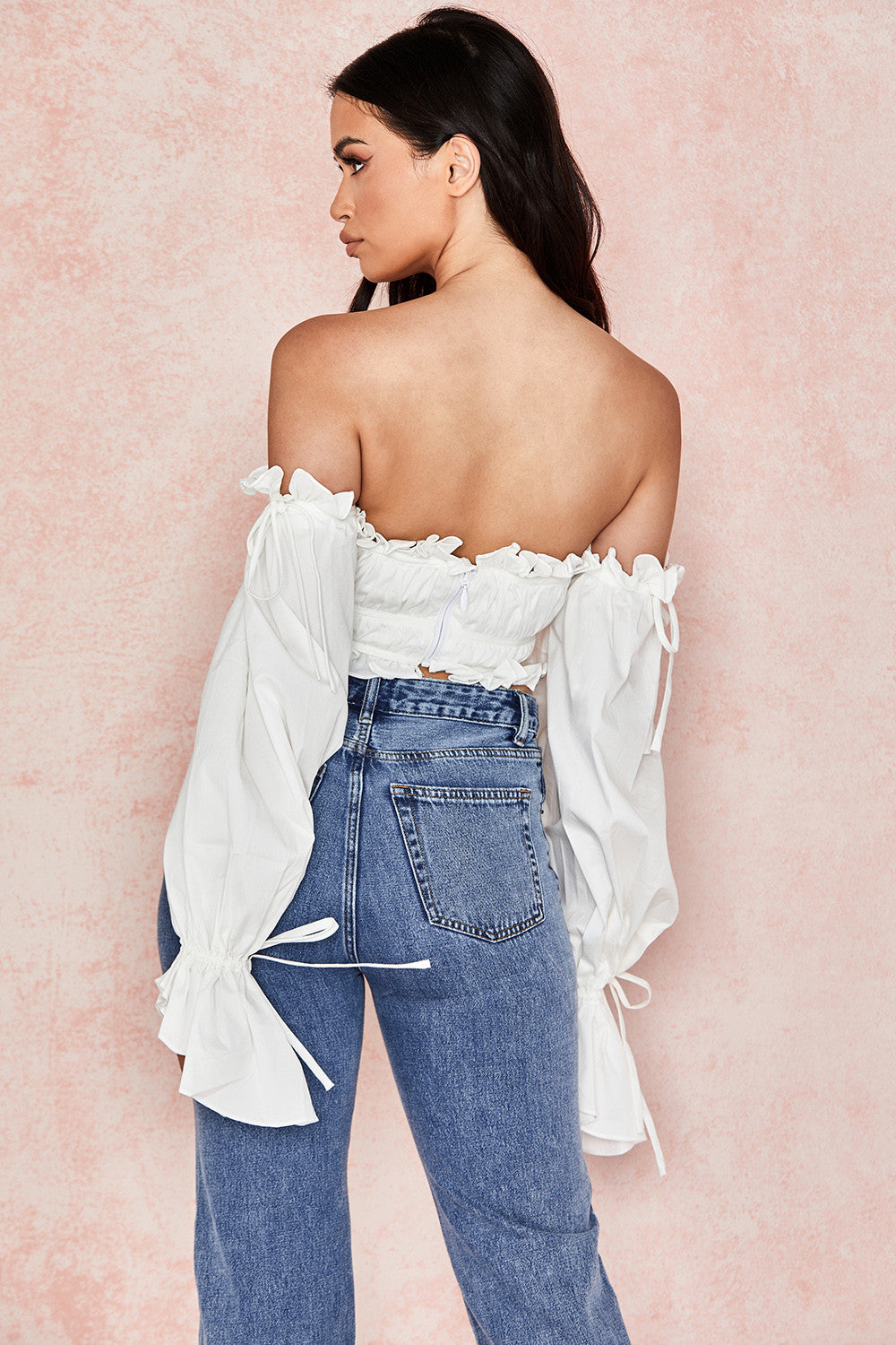 White off shoulder top with ruffles