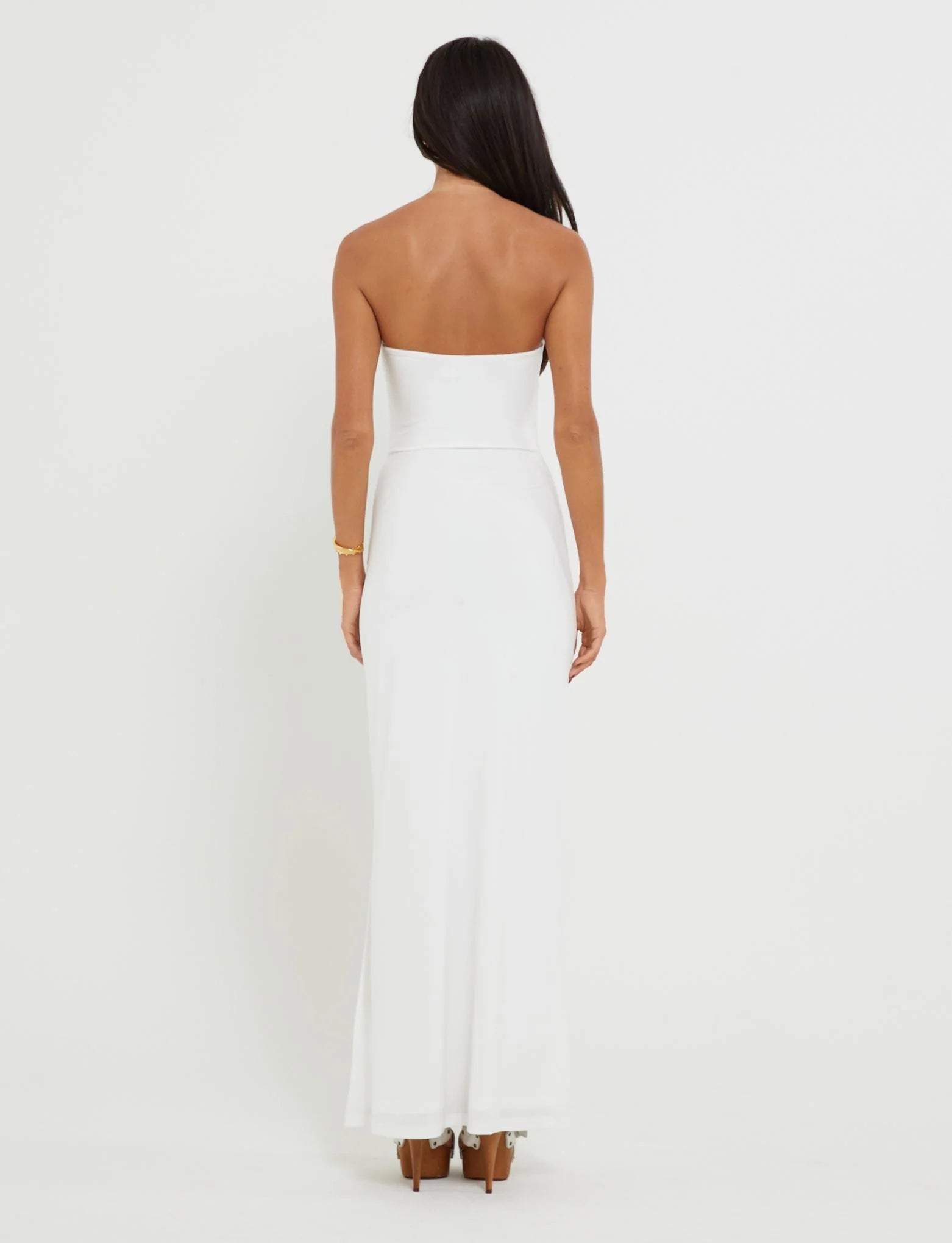 Front Cutout Strapless Maxi Dress