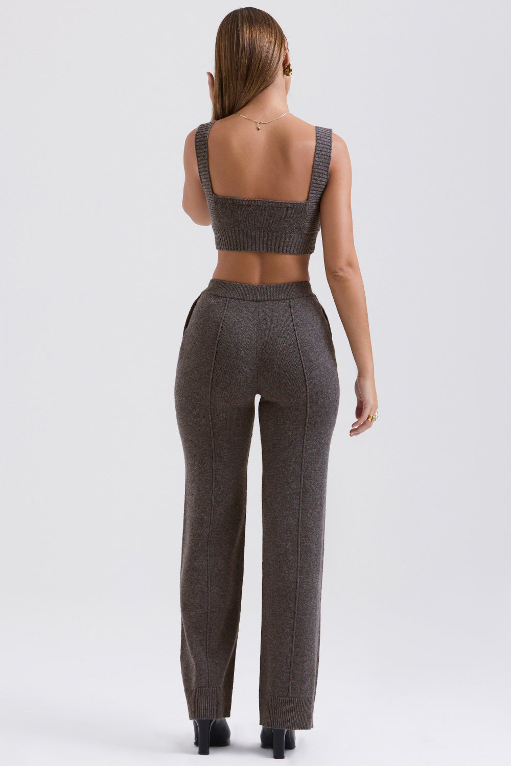 Anthracite colored cashmere mix bralette with pants