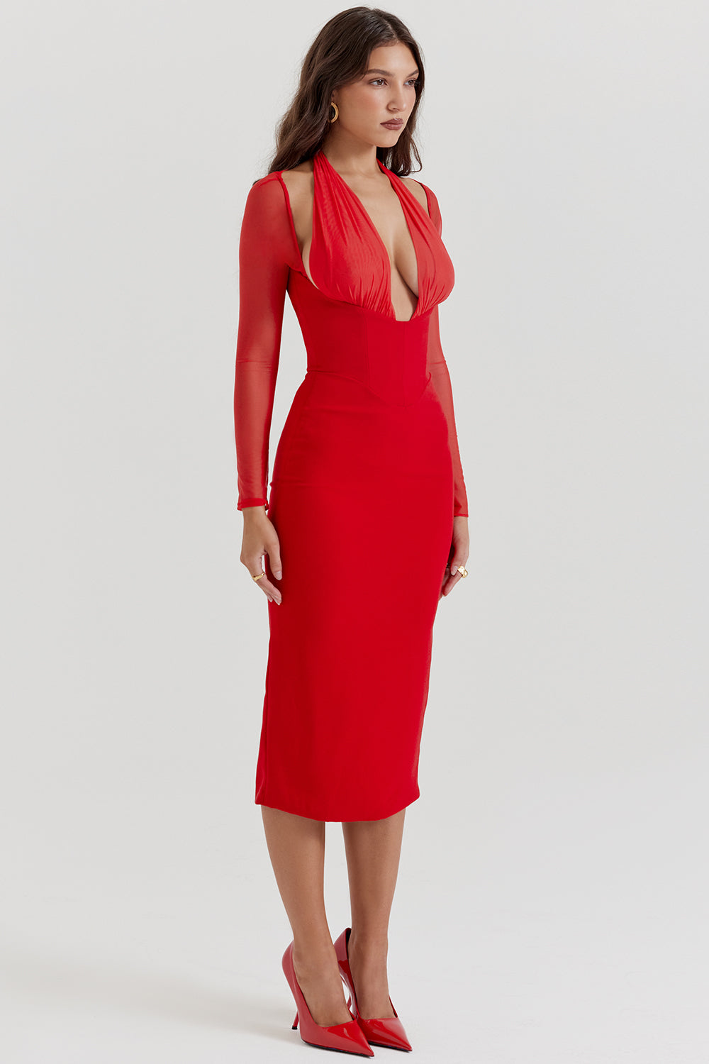 Deep cut midi dress