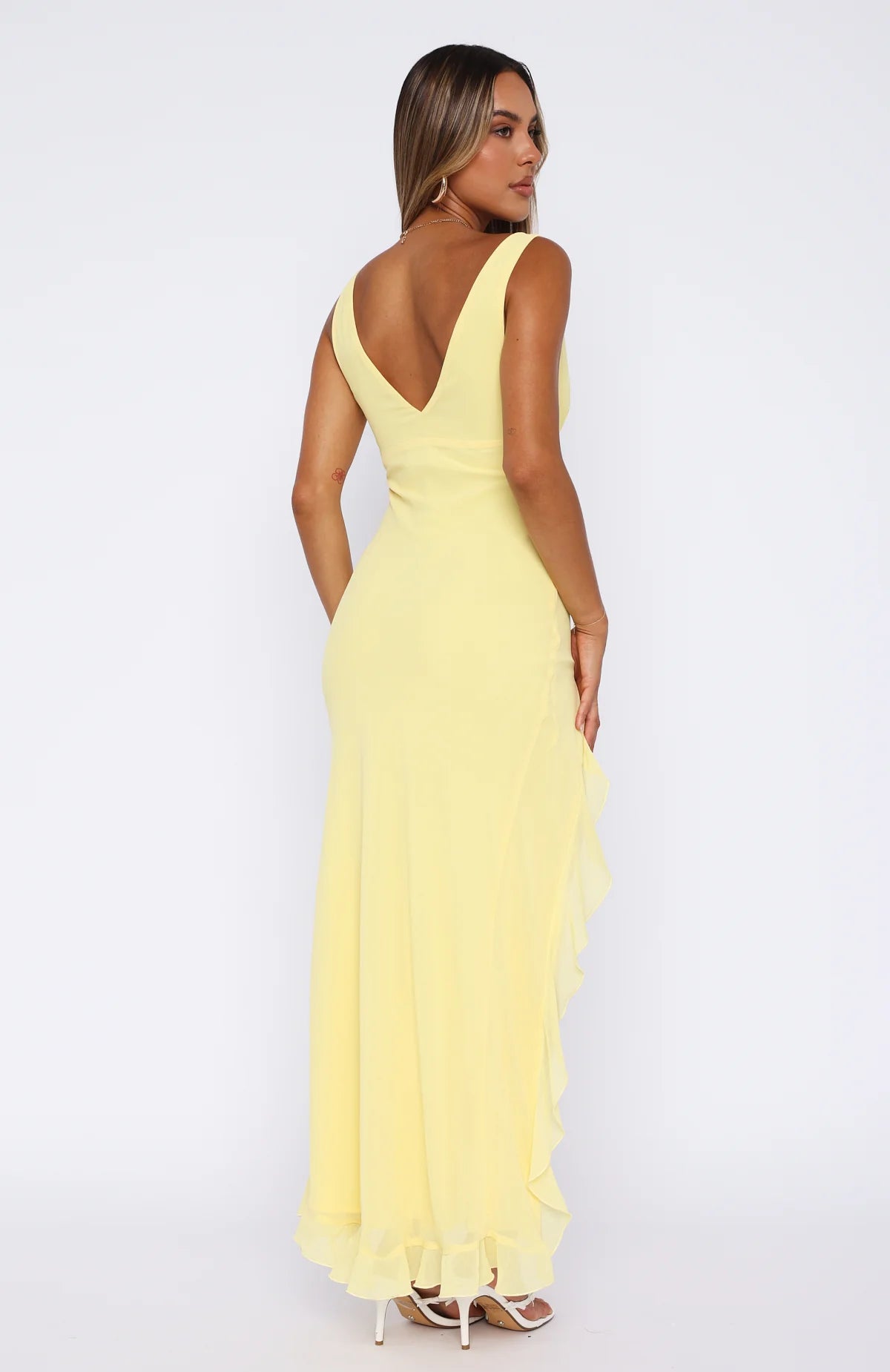 Ruffle Mesh Maxi Dress