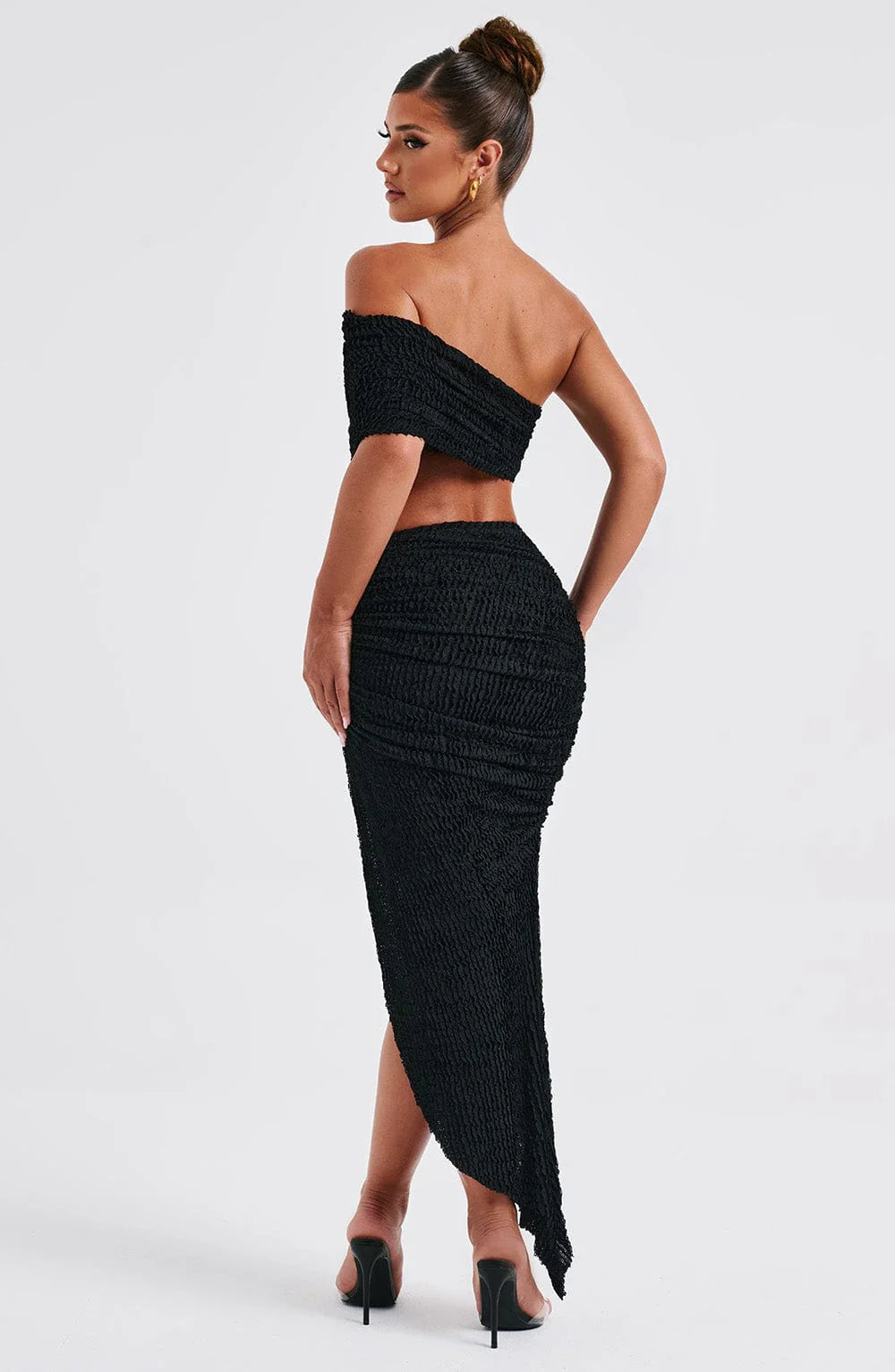 Textured off-shoulder top with skirt