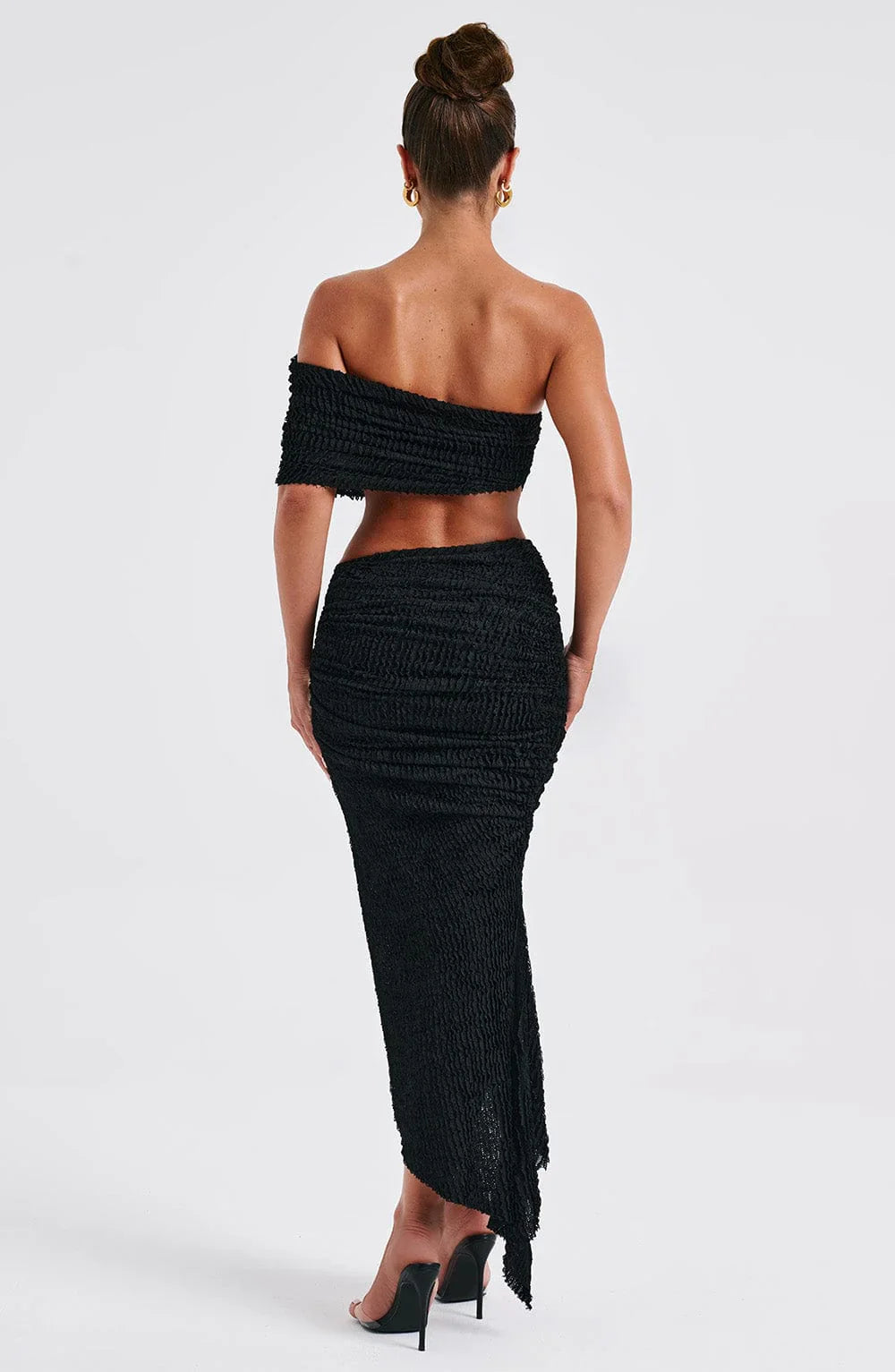 Textured off-shoulder top with skirt