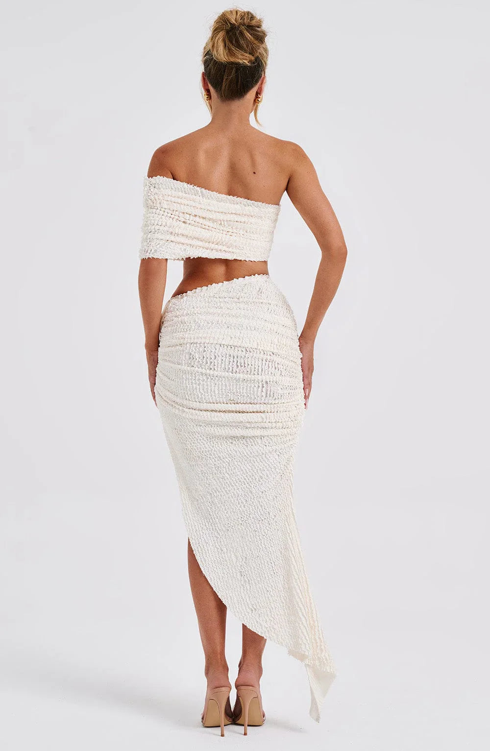 Textured off-shoulder top with skirt