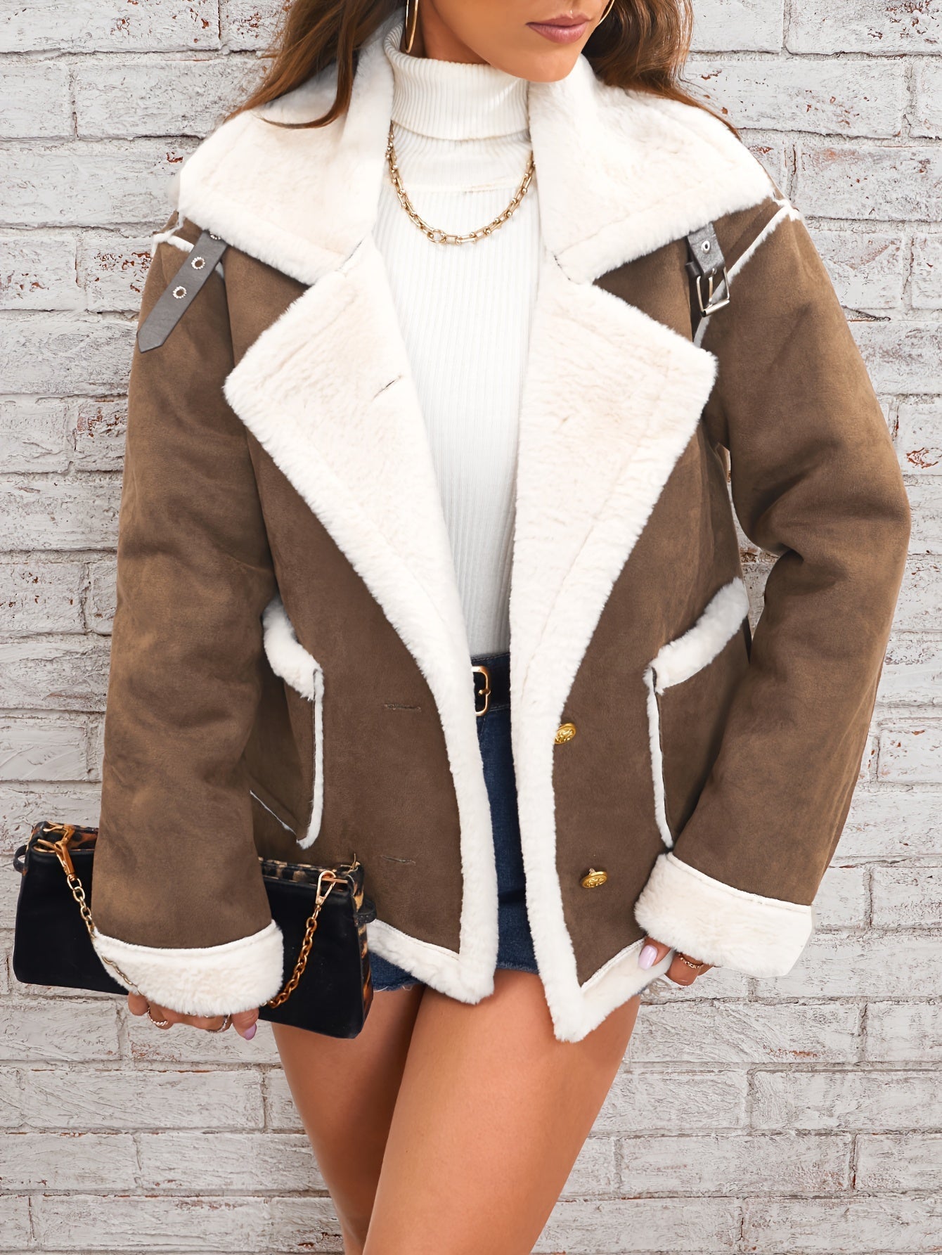 Lapel plush jacket