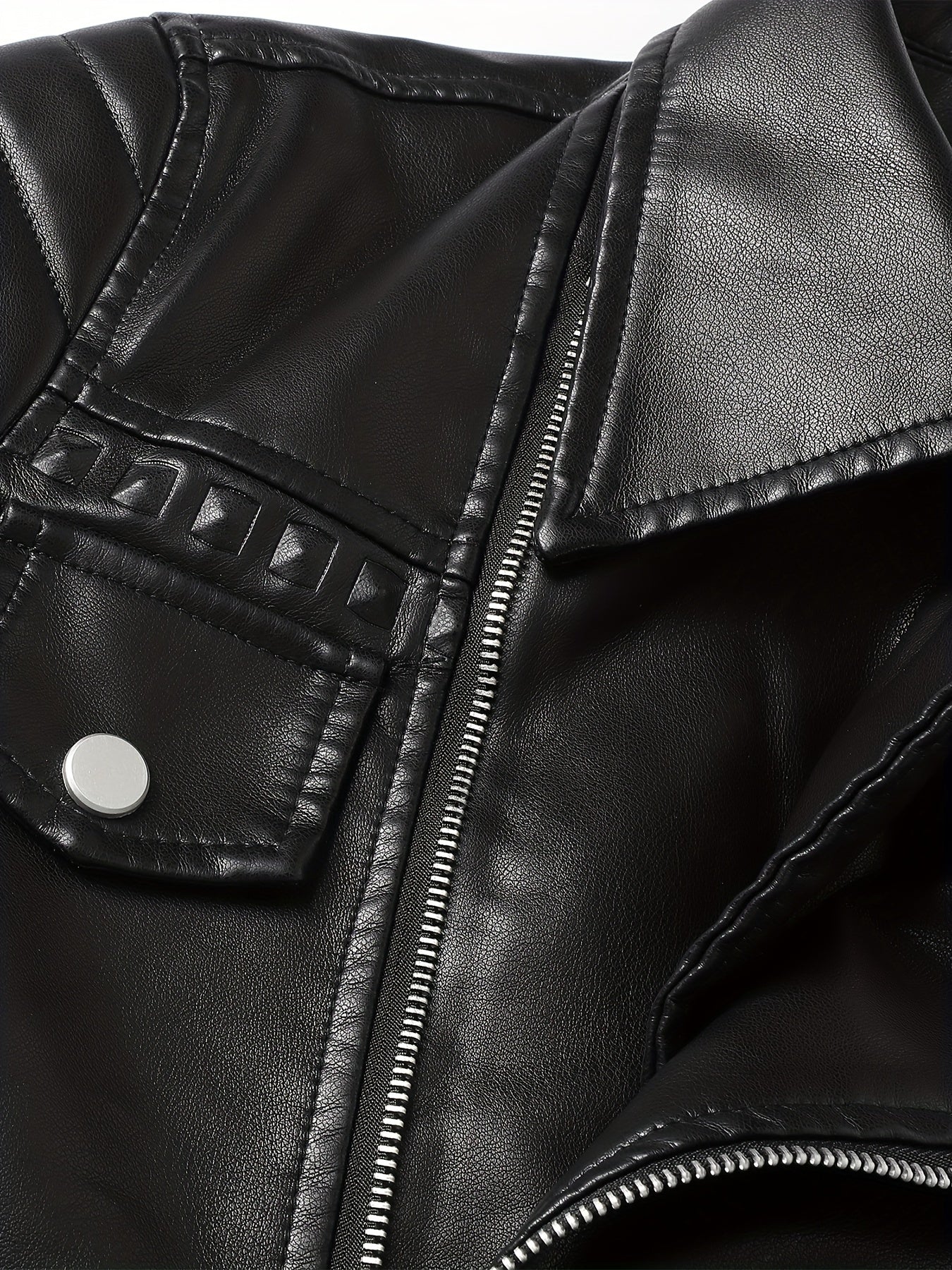 Warm thick leather biker jacket