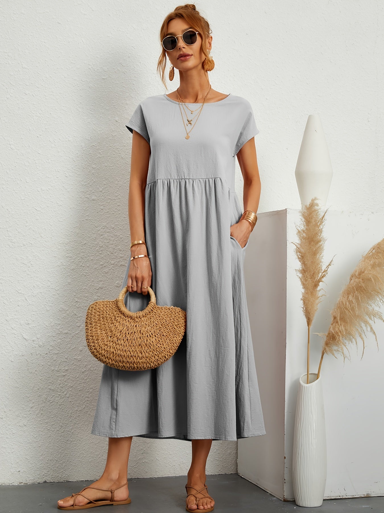 casual summer dress with loose pockets