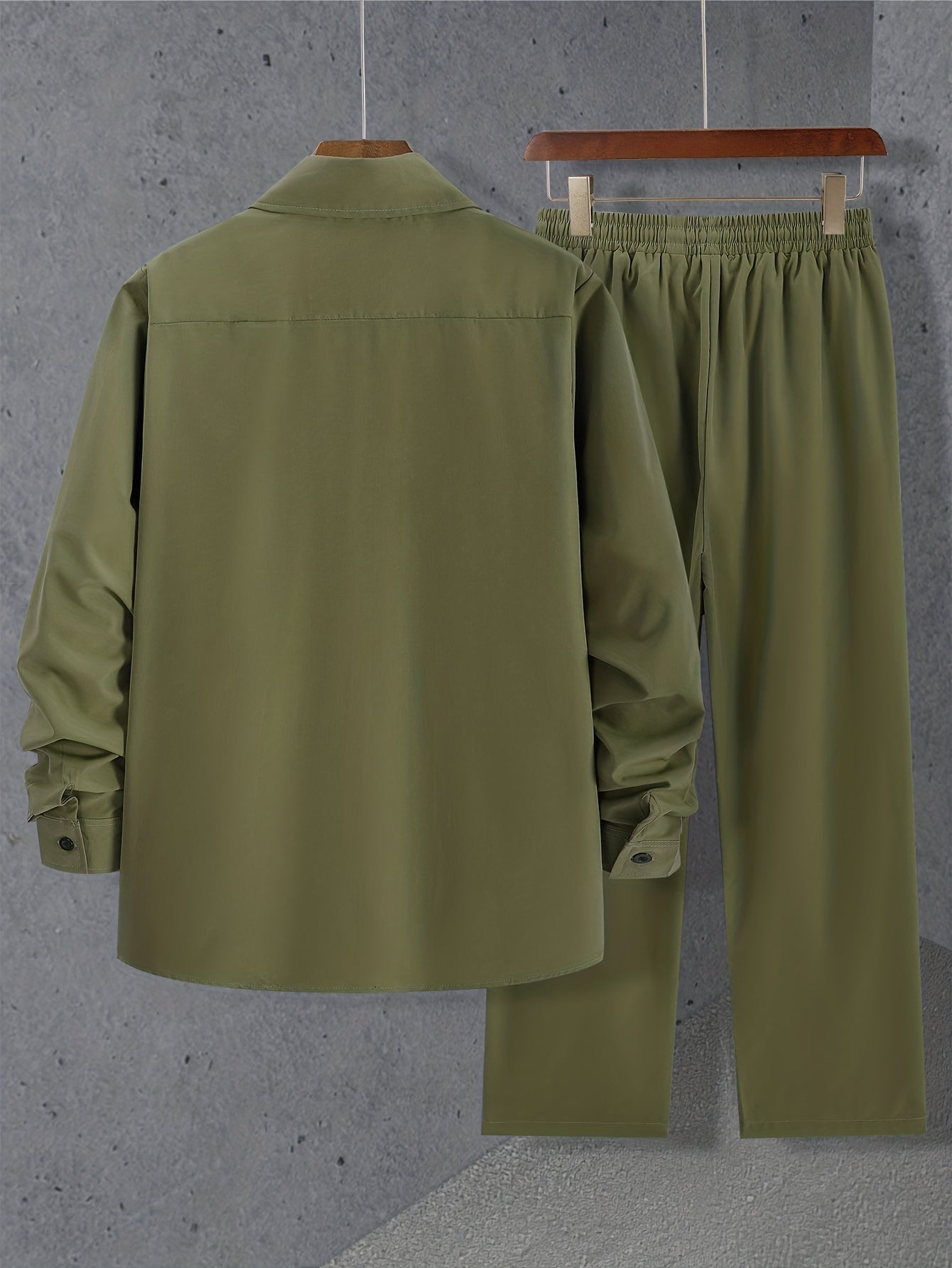 Simple set consisting of a long-sleeved shirt and drawstring trousers for summer