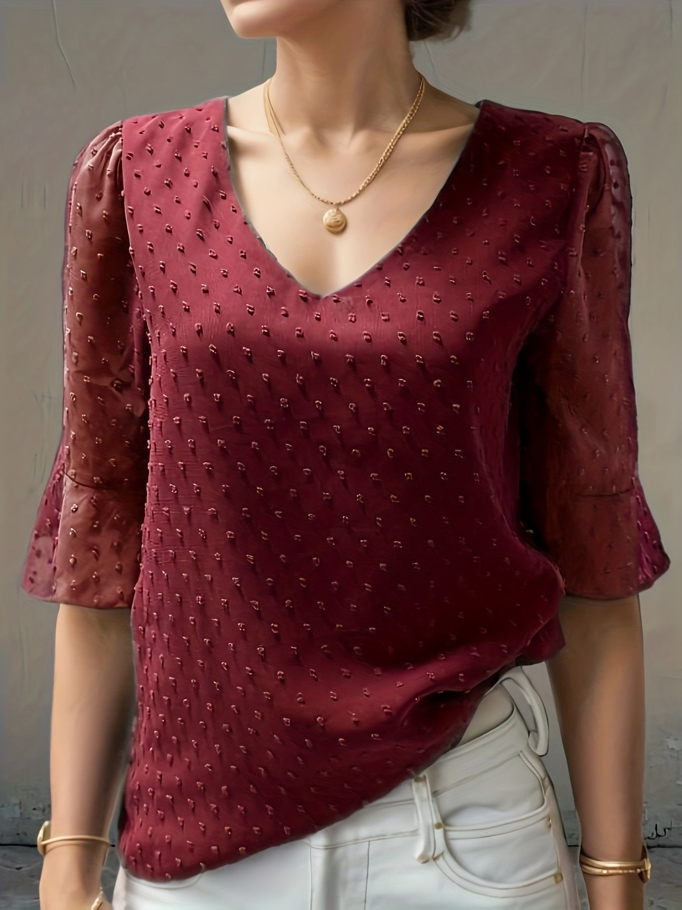 Loose chiffon blouse with long sleeves