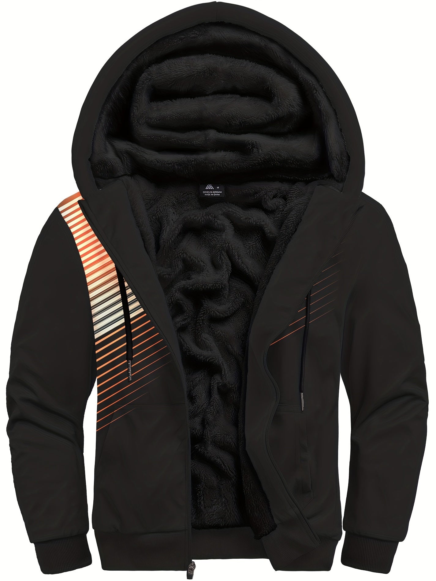 Striped fur hoodie for men