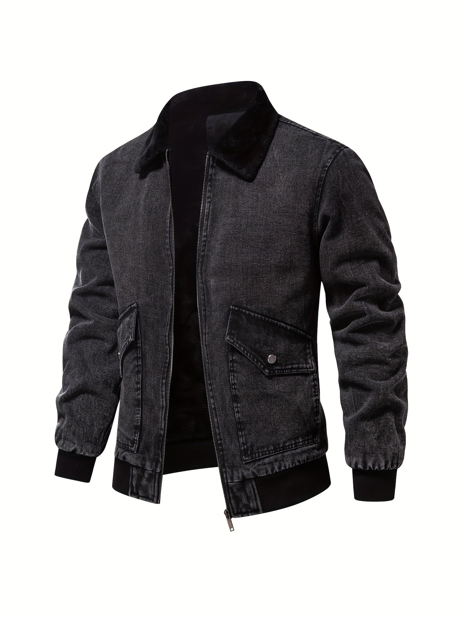 Men's denim fleece jacket