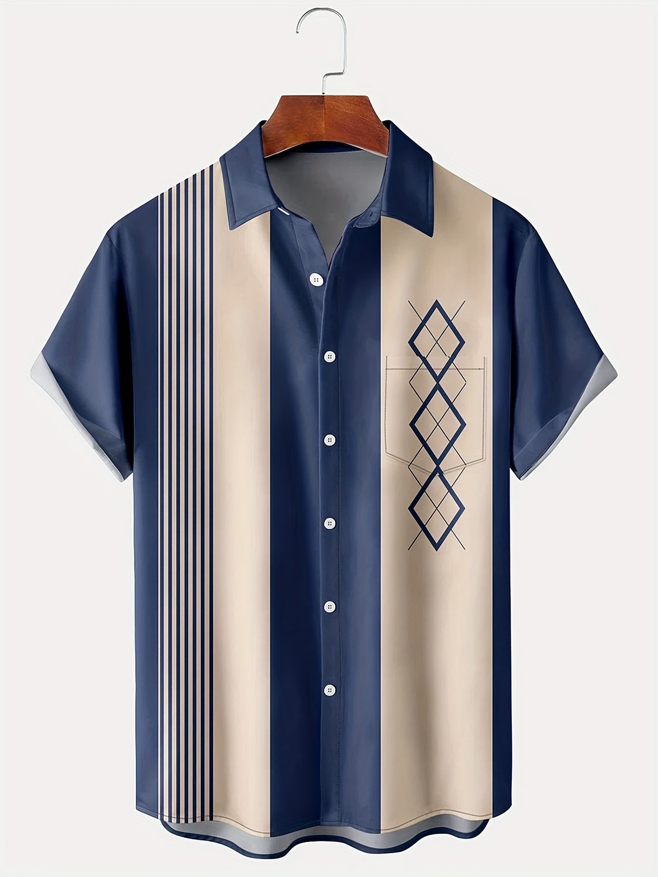 Vintage shirt with short sleeves and geometric print